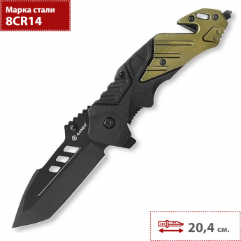 Нож складной GANZO G629-GR черный/оливковый